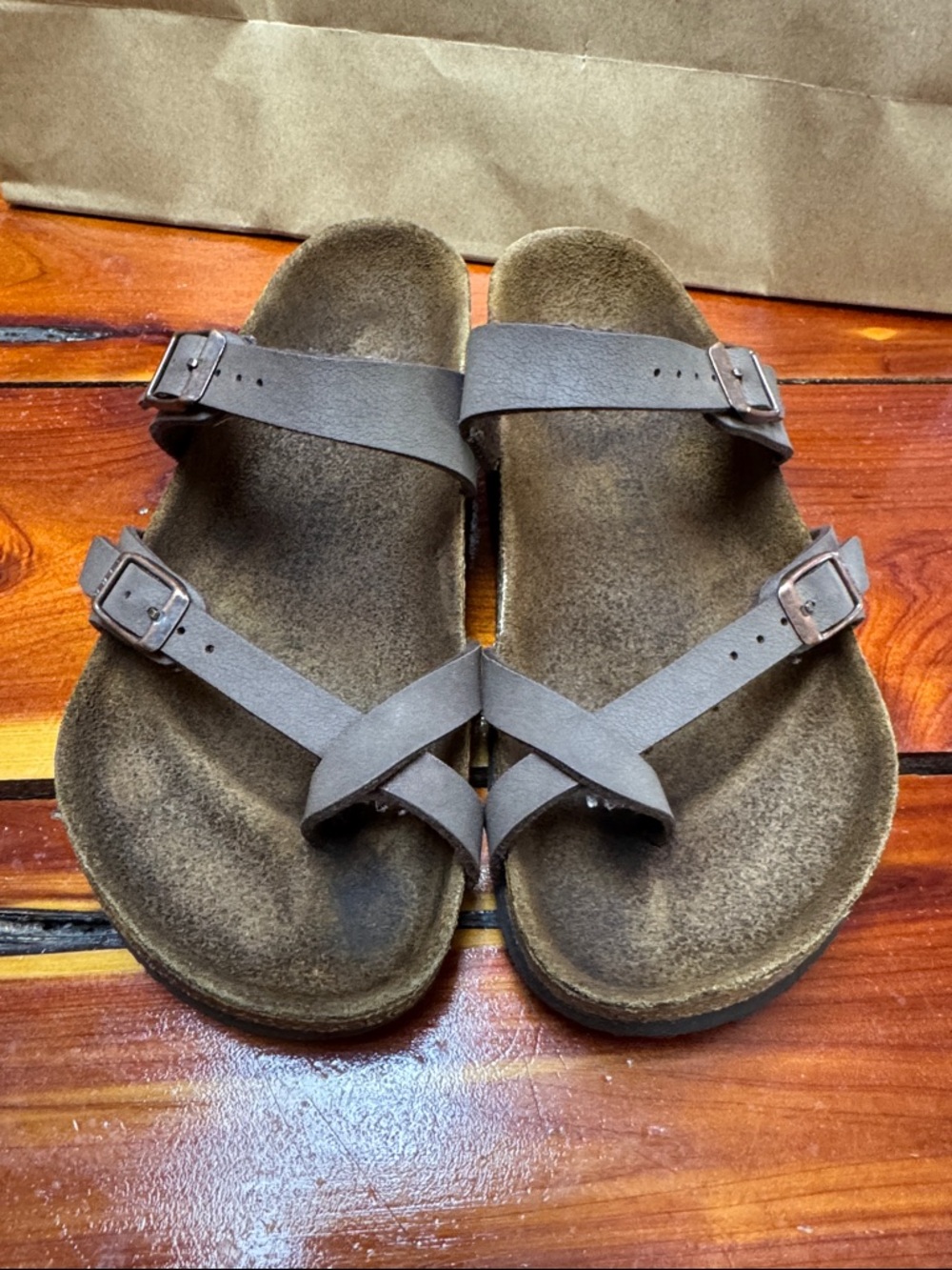 Birkenstock Brown Leather Double-Strap Sandals